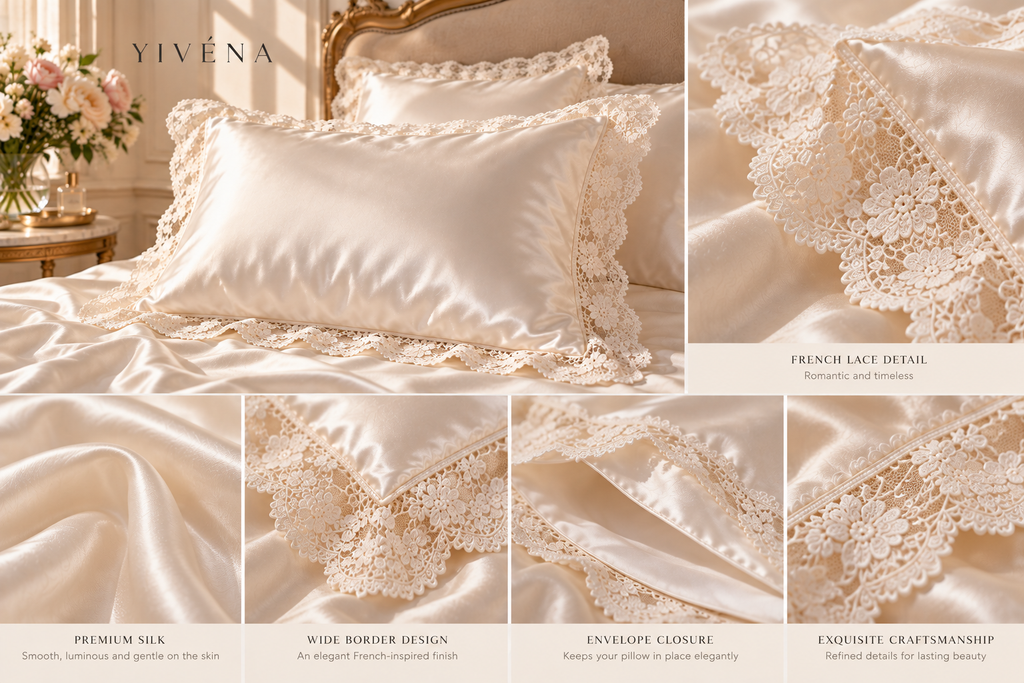 French Lace Silk Pillowcase